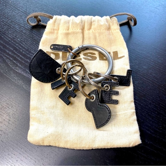 Diesel Accessories - Diesel Logo Leather Key Chain With A Bag